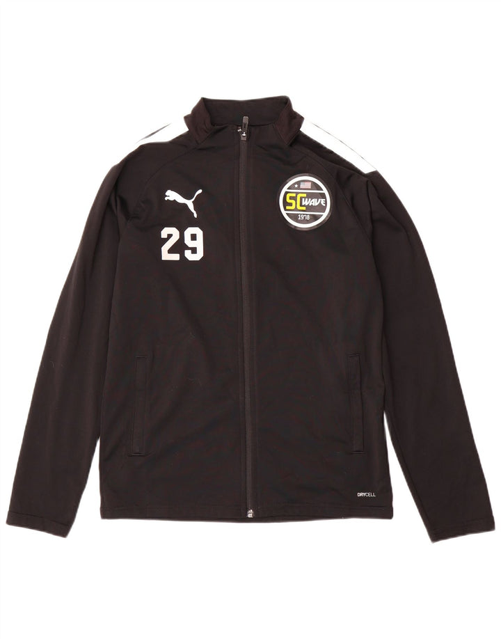 PUMA Jungen-Trainingsanzug, Top-Jacke, 13–14 Jahre, schwarzes Farbblock-Polyester