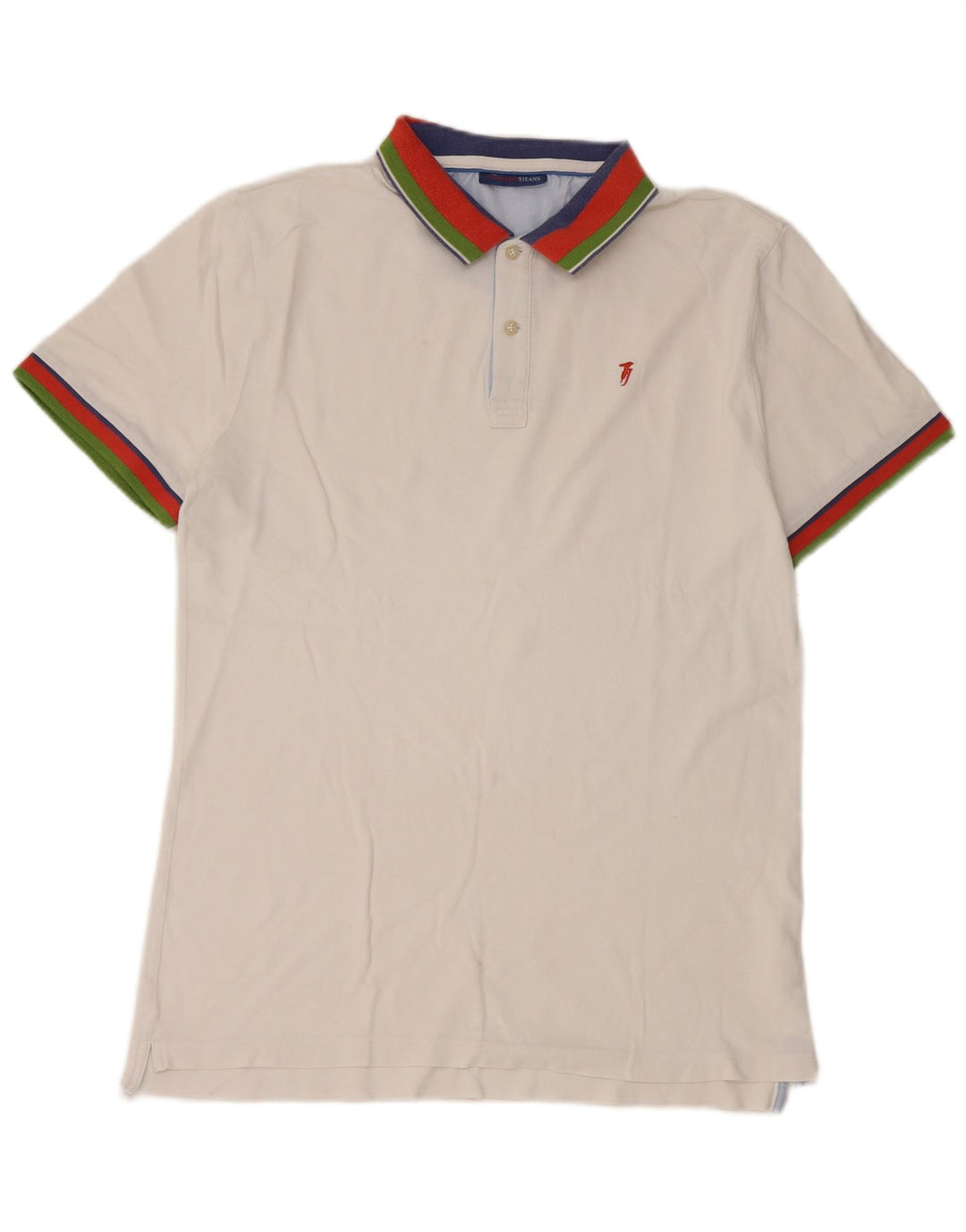 Trussardi Jeans Herren-Poloshirt, Größe S, Weiß, Farbblockdesign