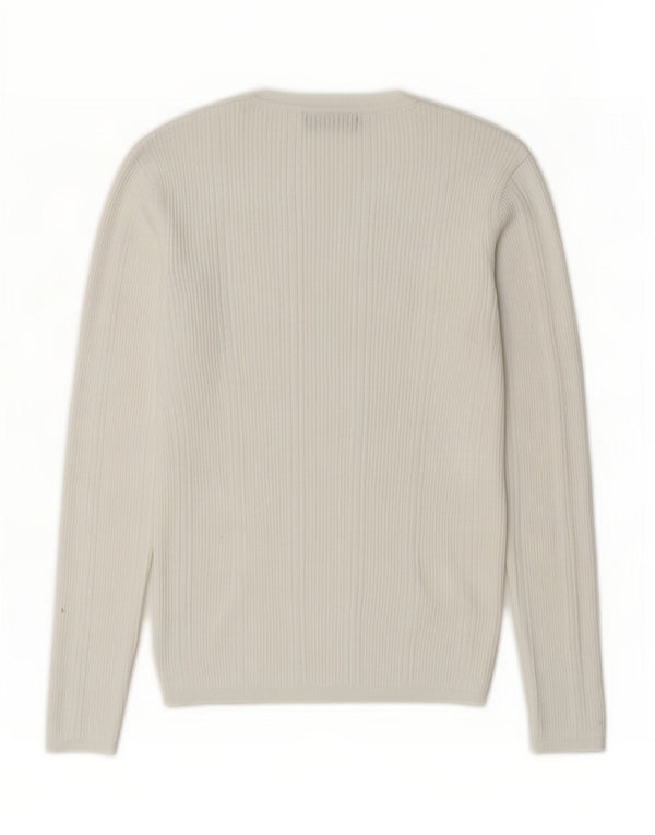Marks & Spencer Damen-Pullover mit V-Ausschnitt, Gr. 10, Größe S, weiße Viskose
