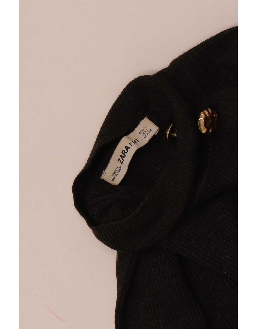 Zara Damen Crop Button Neck Pullover Pullover UK 14 Large Grau
