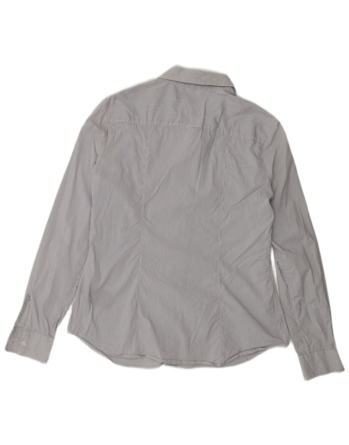 G-Star Damen-Hemd UK 14 aus mittelblauer Nadelstreifen-Baumwolle