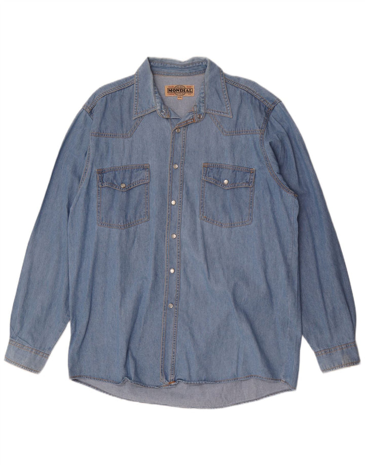 Mondial Herren Jeanshemd 2XL Blaue Baumwolle