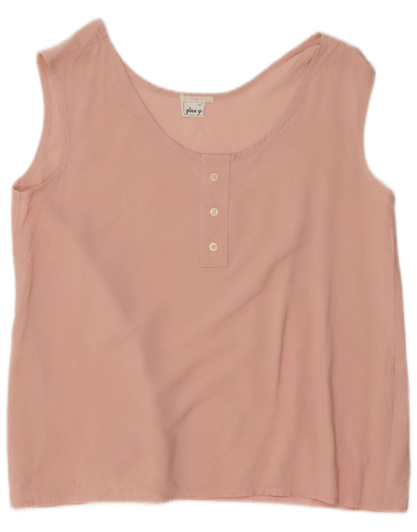 Vintage Damen Ärmelloses Blusentop IT 40 Kleine rosa Viskose