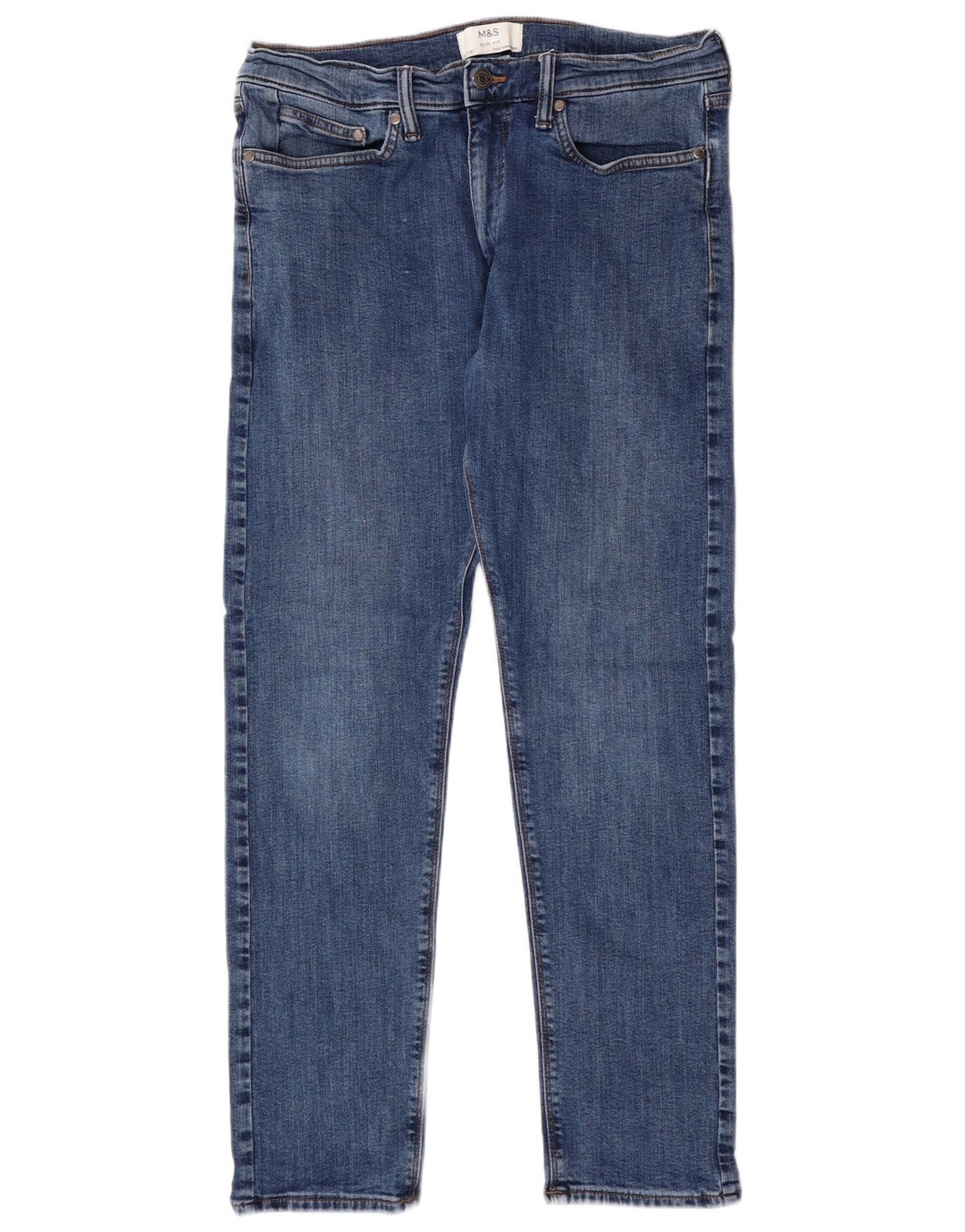 MARKS & SPENCER Slim-Jeans für Herren, W32, L29, Blau, Baumwolle, klassisch