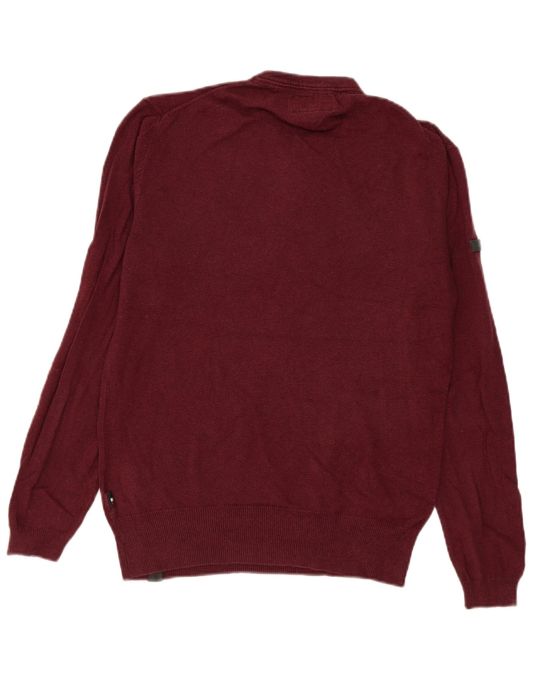 Superdry Herren-Pullover mit Knopfkragen, Größe S, Burgunderrot, Baumwolle