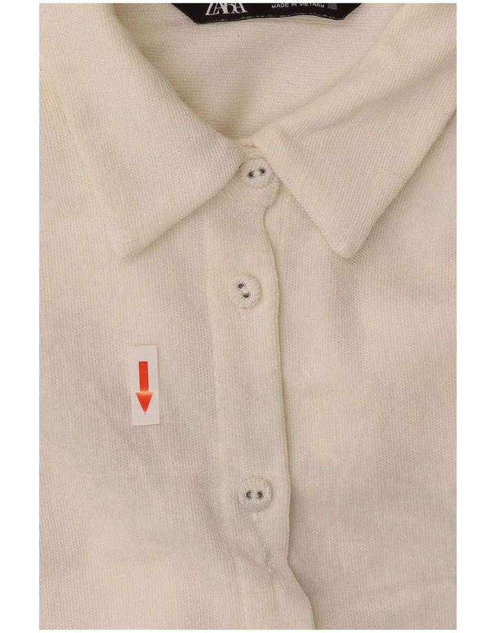 Zara Damen-Oversize-Hemd UK 14 Mittelweißes Polyester