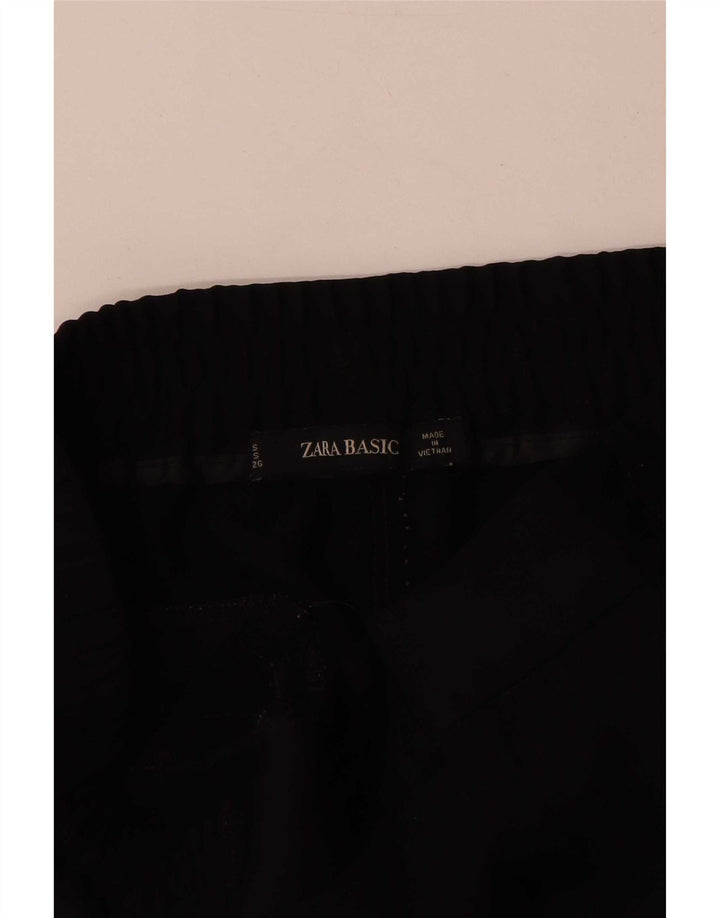 Zara Damen-Hose mit weitem Bein, Größe S, W26, L30, Schwarz, Colourblock-Polyester