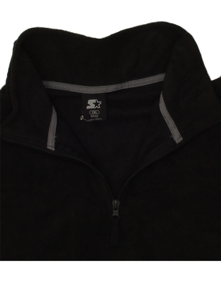 STARTER Mens Zip Neck Fleece Jumper 2XL Black Polyester Vintage Starter and Second-Hand Starter from Messina Hembry 