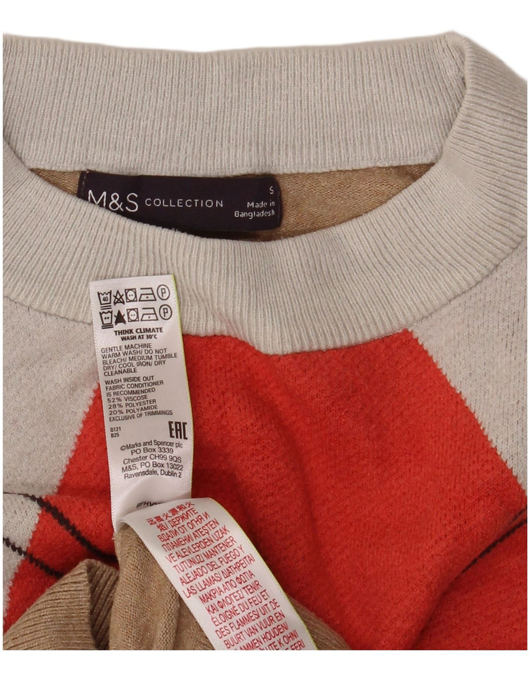 Marks & Spencer Damen Crop Crew Neck Pullover Pullover UK 10 Small Mehrfarbig