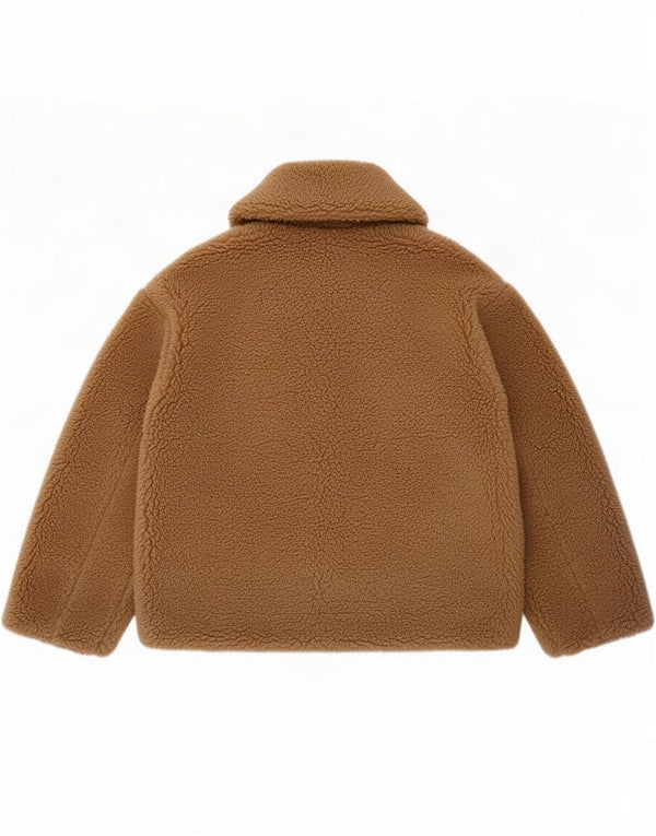 Zara Damen Übergroße Sherpa-Jacke UK 6 XS Braunes Polyester