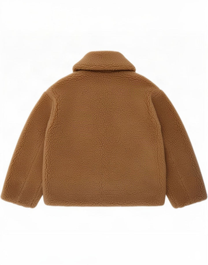 Zara Damen Übergroße Sherpa-Jacke UK 6 XS Braunes Polyester