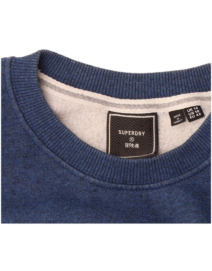 SUPERDRY Womens Sweatshirt Jumper UK 14 Large Blue Cotton