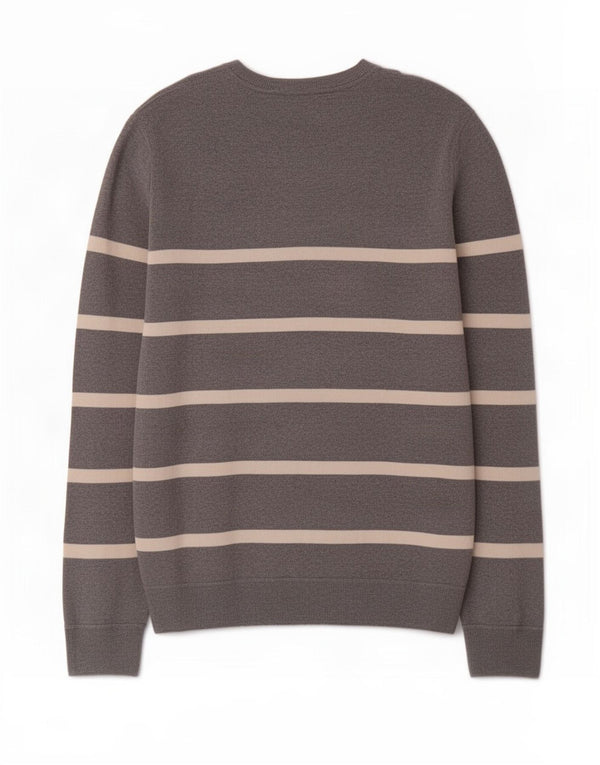 Gap Herren-Pullover mit V-Ausschnitt, XL, grau gestreift, Baumwolle