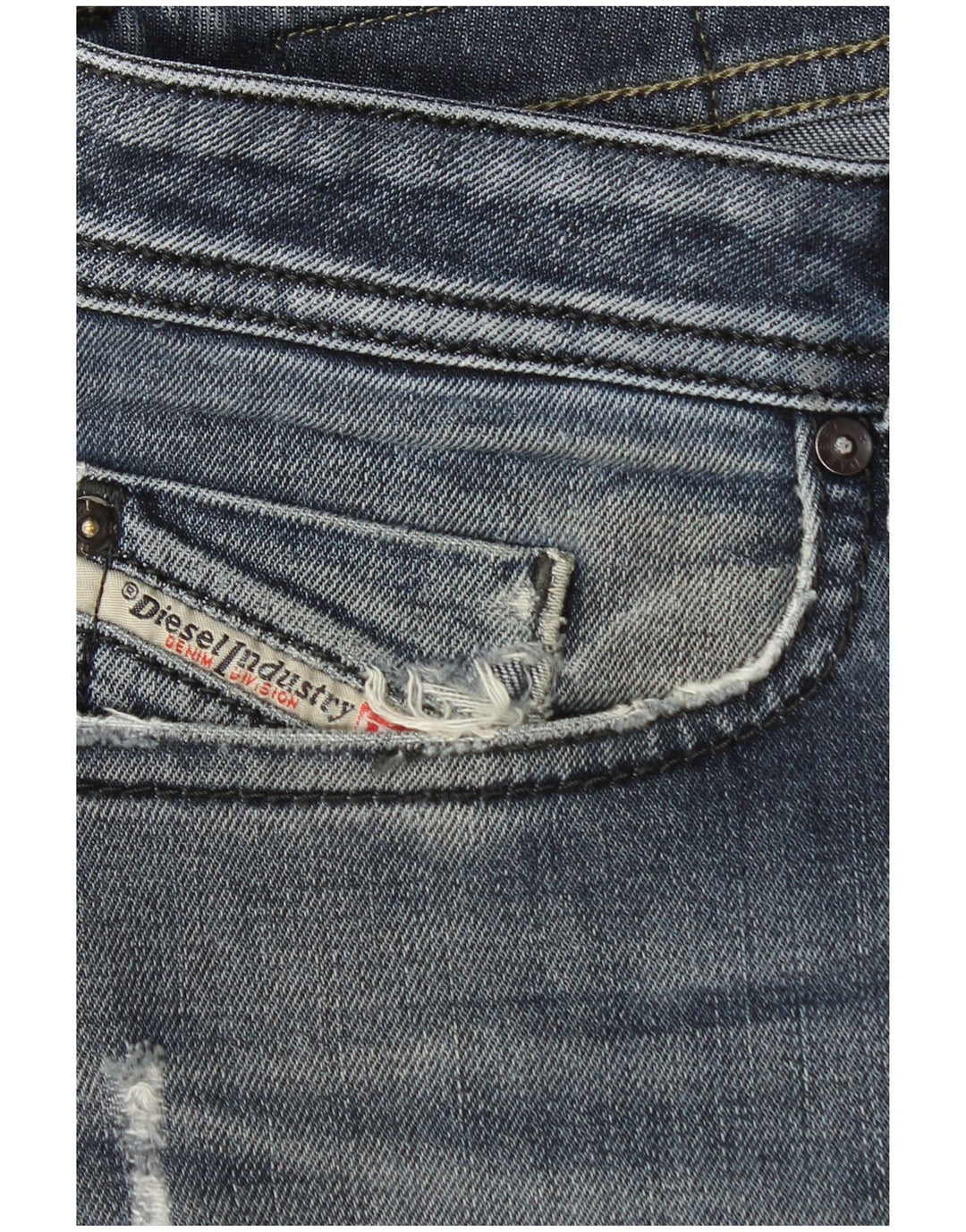 Diesel Herren Distressed Straight Jeans W33 L27 Blau