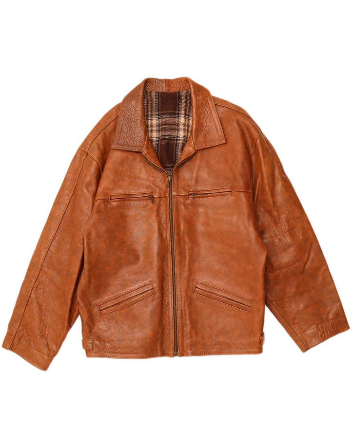 Vintage Damen Lederjacke UK 18 XL Braun geflecktes Leder