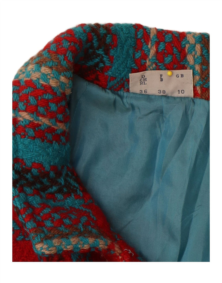 i Blues Damen Übergroßer zweireihiger Mantel UK 10 Small Red Check Wool