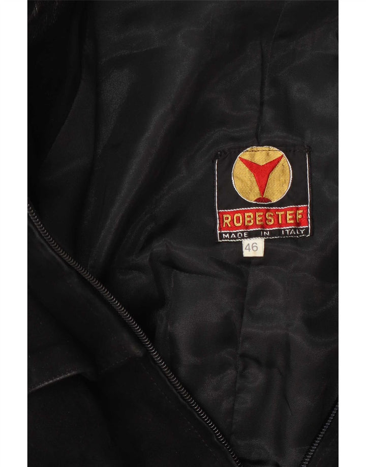 Vintage Herren Militär Wildleder Bomberjacke IT 46 Small Schwarz