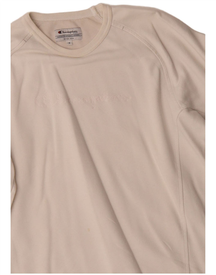 Champion Womens Graphic Oversized Sweatshirt Pullover UK 10 Small Off White