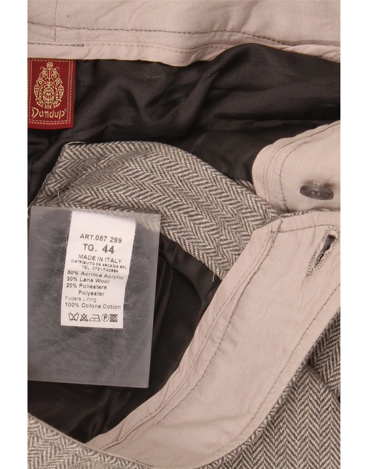 Dondup Damen Bootcut Freizeithose IT 44 Medium W34 L32 Grau Fischgrätenmuster