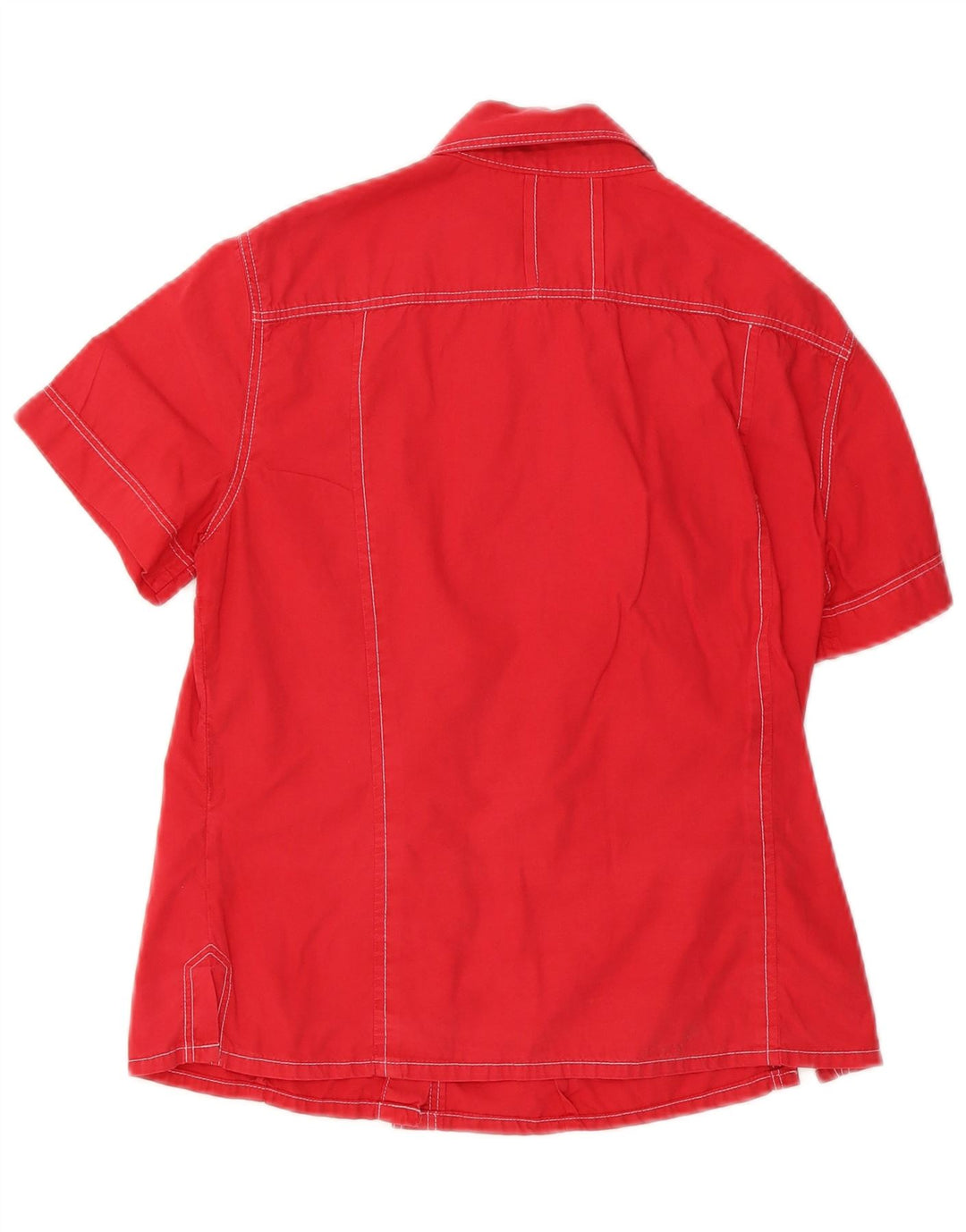 Onyx Damen Kurzarmhemd UK 12 Mittelrote Baumwolle