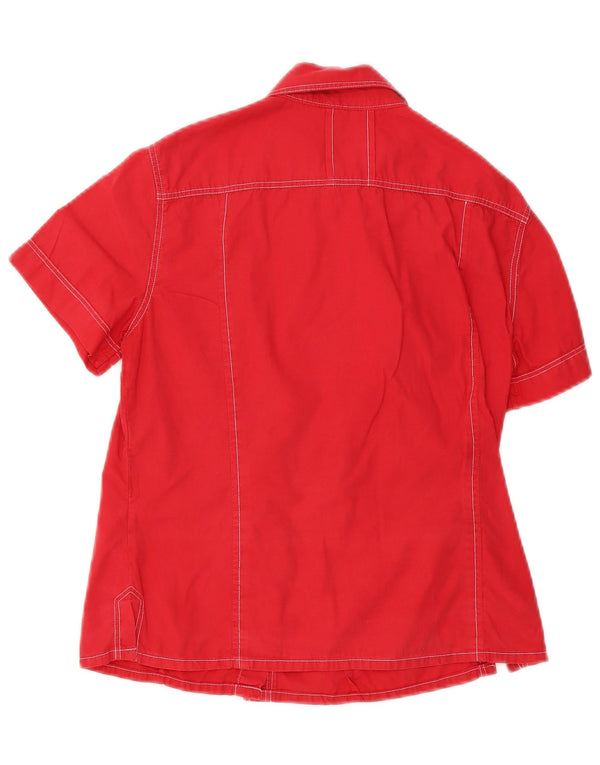 Onyx Damen Kurzarmhemd UK 12 Mittelrote Baumwolle