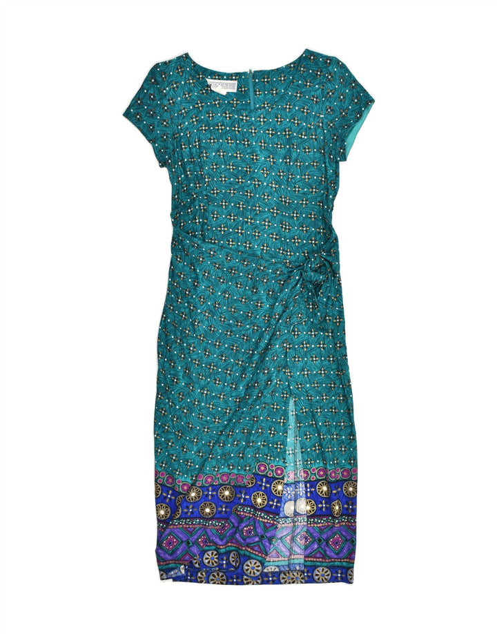 VINTAGE Womens Front Tie Basic Dress US 6 Medium Green Floral | Vintage Vintage | Thrift | Second-Hand Vintage | Used Clothing | Messina Hembry 