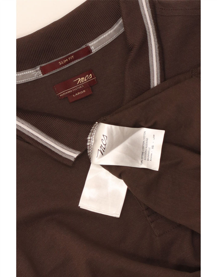 Marlboro Classics Herren-Poloshirt mit schmaler Passform, große braune Baumwolle