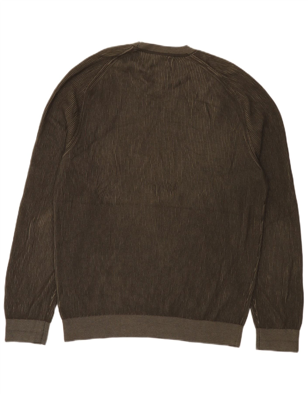 Massimo Dutti Herren-Pullover mit Rundhalsausschnitt, XL, Khaki, Baumwolle