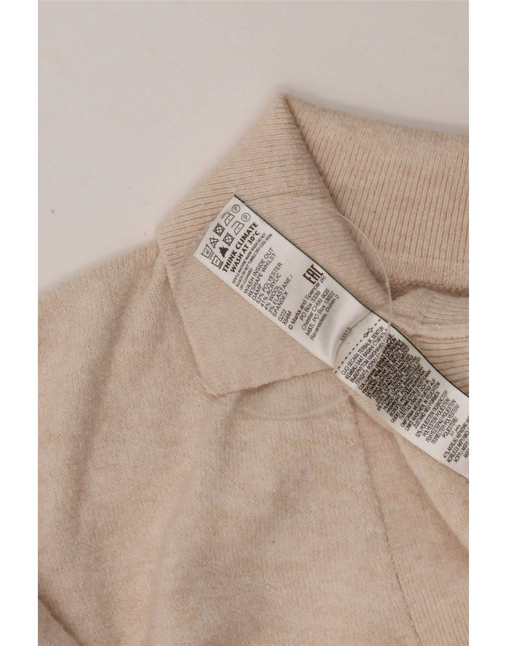 Marks & Spencer Damen-Pullover mit Polokragen, Gr. 10, Größe S, beige, Polyester