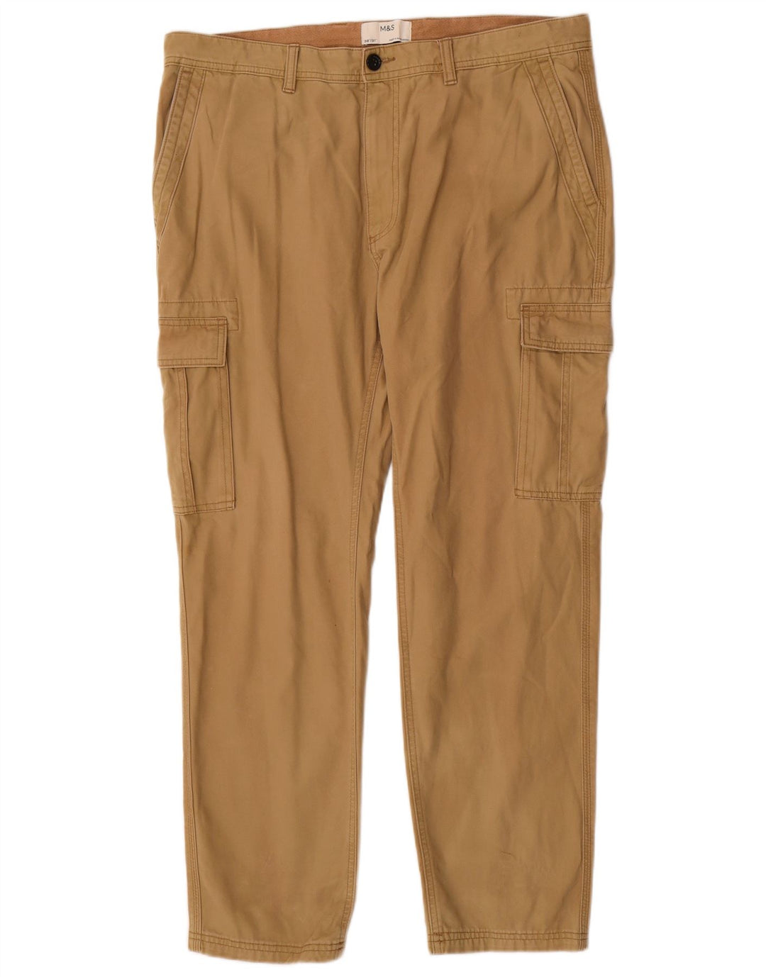 Gerade Herren-Cargohose von Marks & Spencer, W38, L31, braune Baumwolle