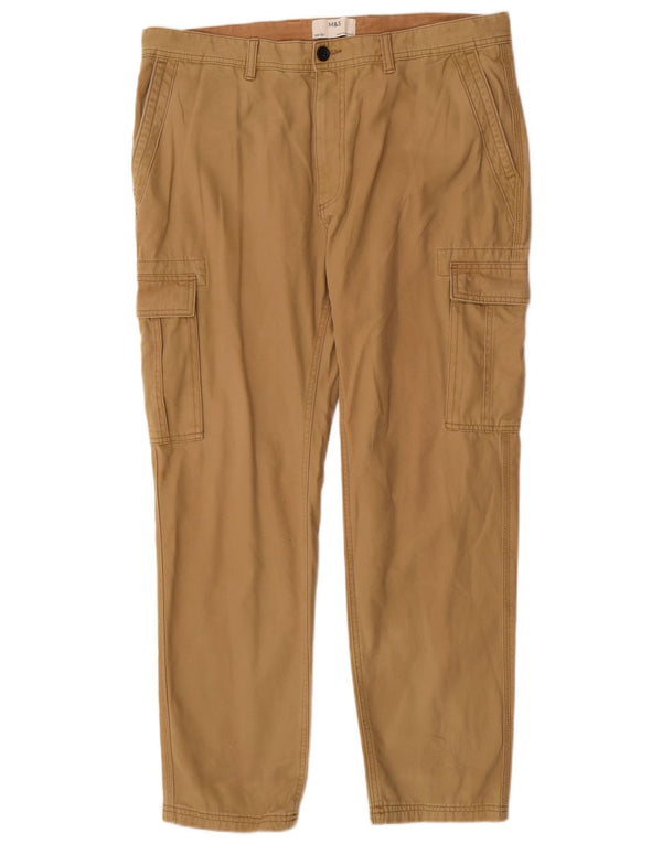 Gerade Herren-Cargohose von Marks & Spencer, W38, L31, braune Baumwolle