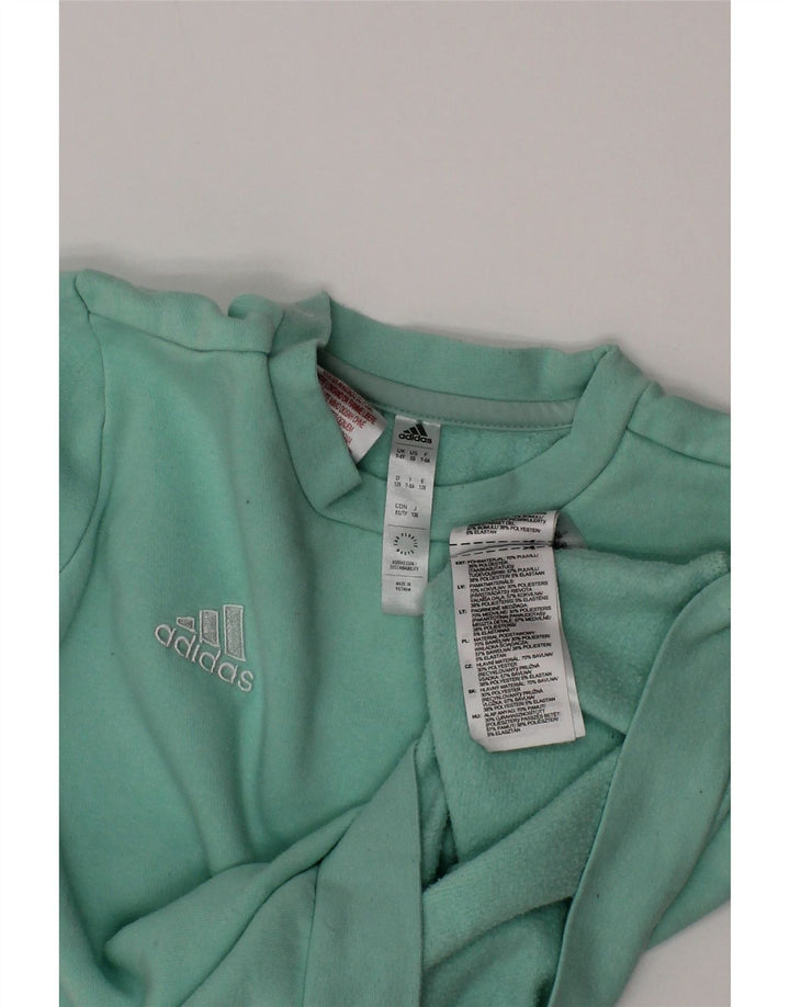 Adidas Jungen Sweatshirt Pullover 7-8 Jahre grüne Baumwolle