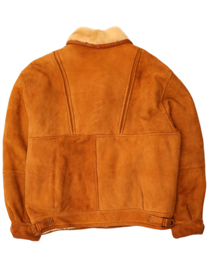 Vintage Herren Lammfelljacke IT 54 2XL Braunes Lammfell
