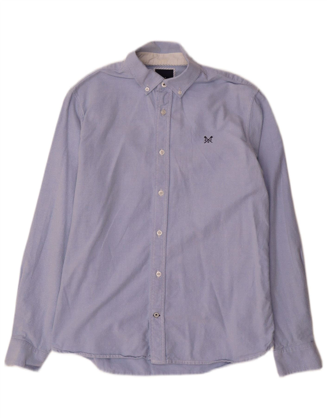 CREW CLOTHING Herren-Slim-Fit-Hemd aus mittelblauer Baumwolle
