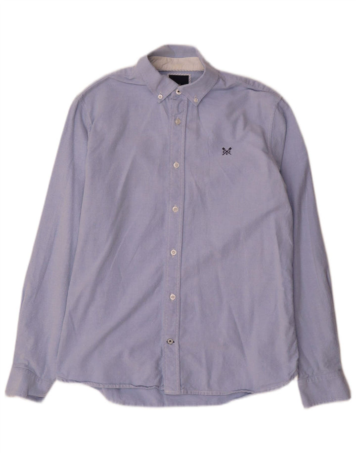 CREW CLOTHING Herren-Slim-Fit-Hemd aus mittelblauer Baumwolle