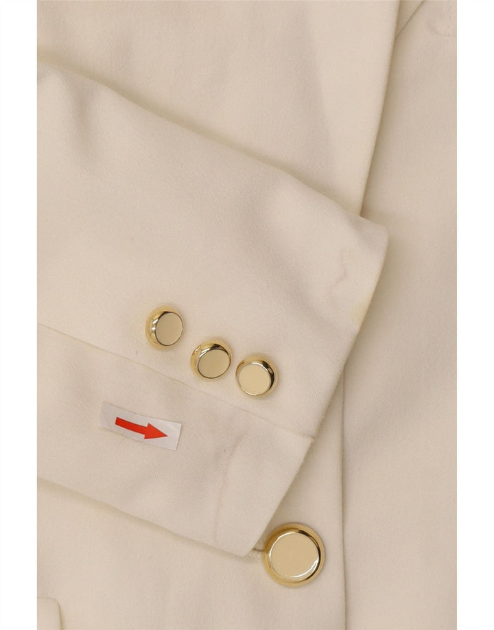 Wit Boy Damen-Blazer mit 3 Knöpfen, Gr. 10, Größe S, cremefarbenes Polyester