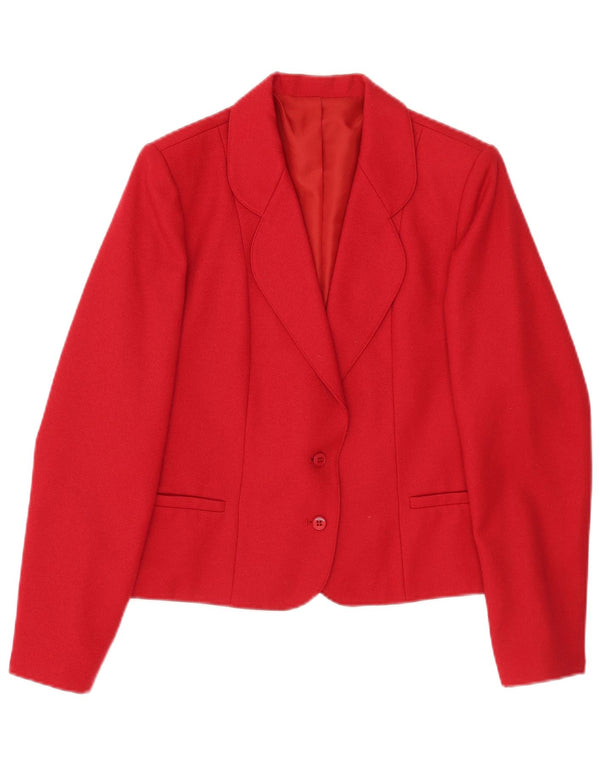 Vintage Damen 2-Knopf-Blazerjacke UK 14 Mittelrotes Polyester