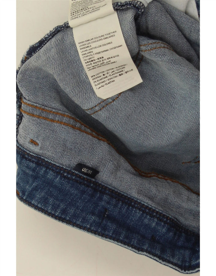 SUPERDRY Damen Jeansshorts W30 mittelblaue Baumwolle