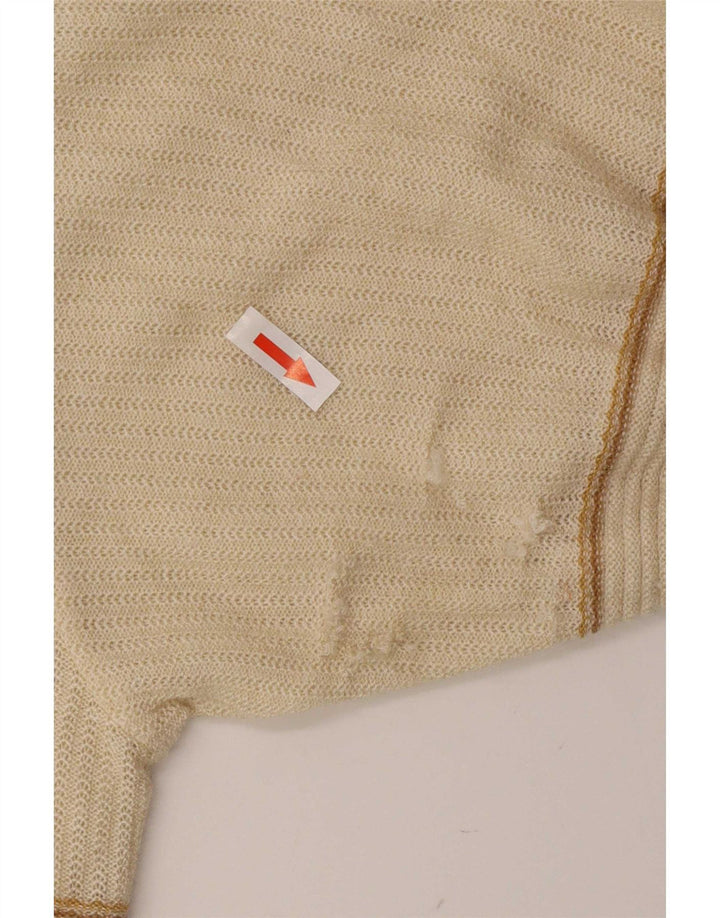 Vintage Herren Poloshirt Mittelbeige gestreift Polyacryl