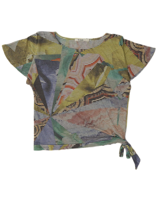 Desigual Damen Crop Bluse Top UK 14 Medium Mehrfarbig Nadelstreifen