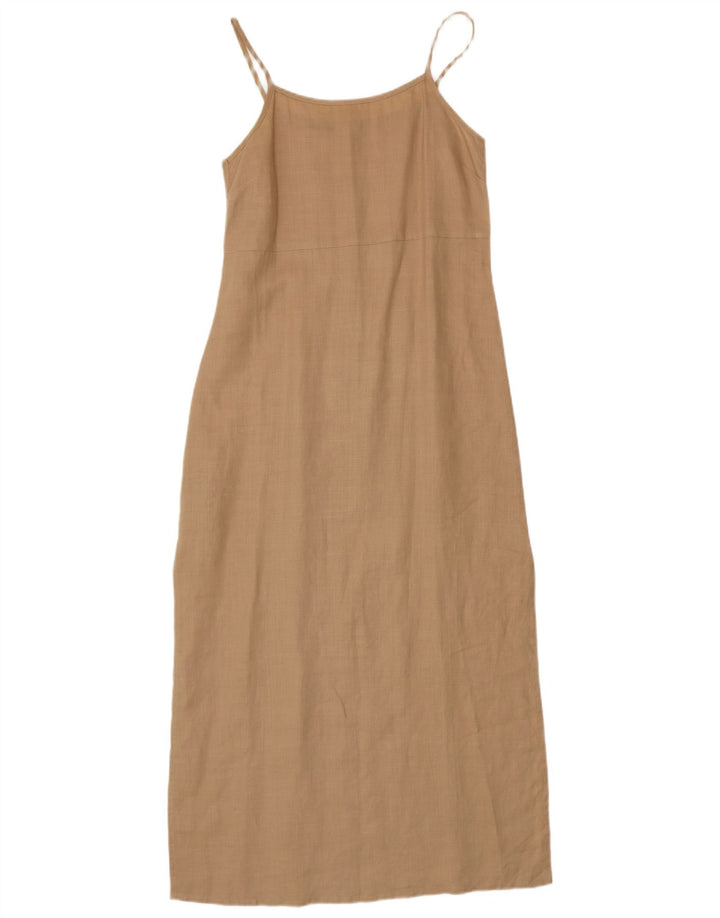 STEFANEL Damen Sommerkleid UK 8 Small Beige Ramie