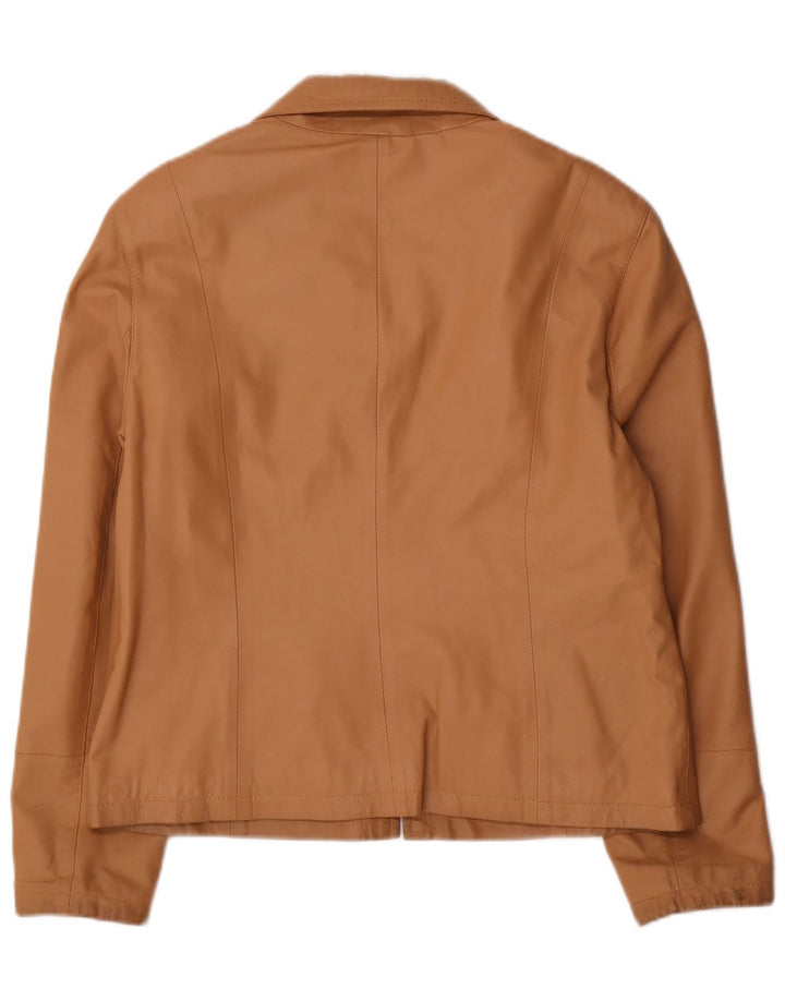 Franco Callegari Damen Bomber-Lederjacke UK 16 Großes beiges Leder
