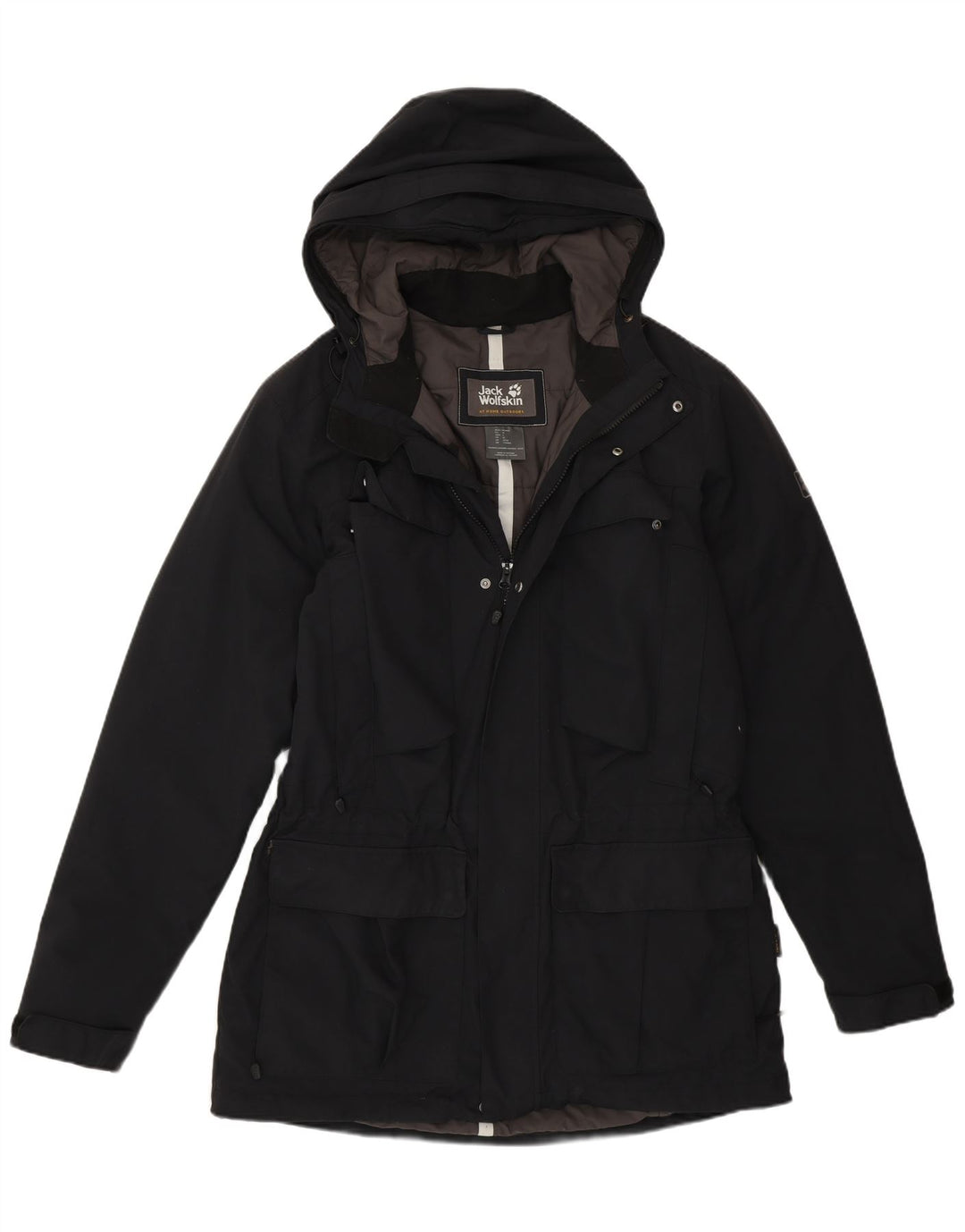 Jack Wolfskin Herren-Windbreaker-Mantel mit Kapuze, UK 36/38, mittelschwarz, Polyamid