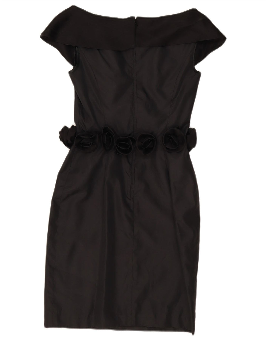 Vintage Damen Off Shoulder Kleid UK 8 Small Schwarz Polyester
