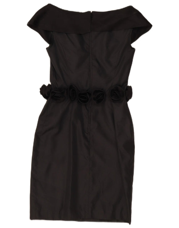 Vintage Damen Off Shoulder Kleid UK 8 Small Schwarz Polyester