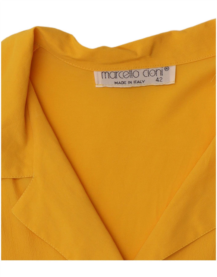 Marcello Cioni Damen Kurzarm-Hemdbluse IT 42 Mittelgelb