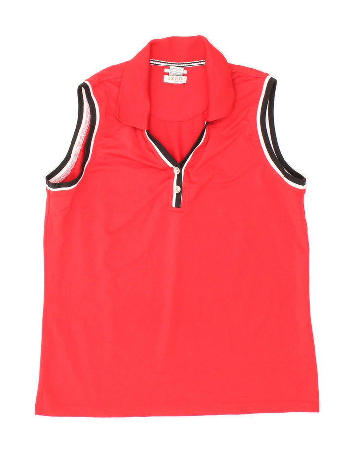IZOD Womens Sleeveless Polo Shirt UK 12 Medium Red Polyester Vintage Izod and Second-Hand Izod from Messina Hembry 