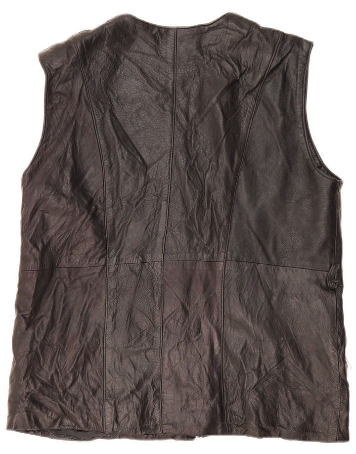VINTAGE Damen Lederweste UK 16 Large Schwarz