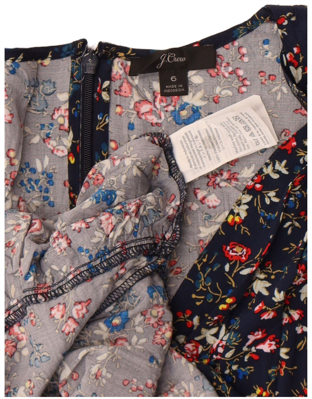 J. Crew Damen-A-Linien-Kleid, US 6, mittleres Marineblau mit Blumenmuster, Viskose