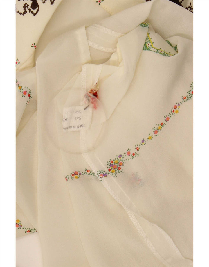Vintage Damen Durchsichtige Hemdbluse IT 44 Medium Off White Floral